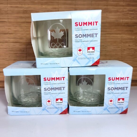 Olympic Glass Coffee Mugs Sochi 2014 Canadian Glassware Limited Edition Lot Of 3 - Picture 1 of 11